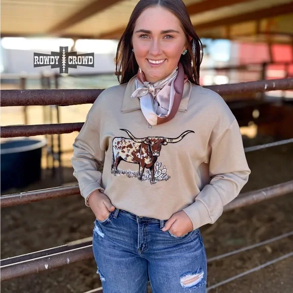 Lomita Longhorn Pullover - Tan - Picture 2 of 4